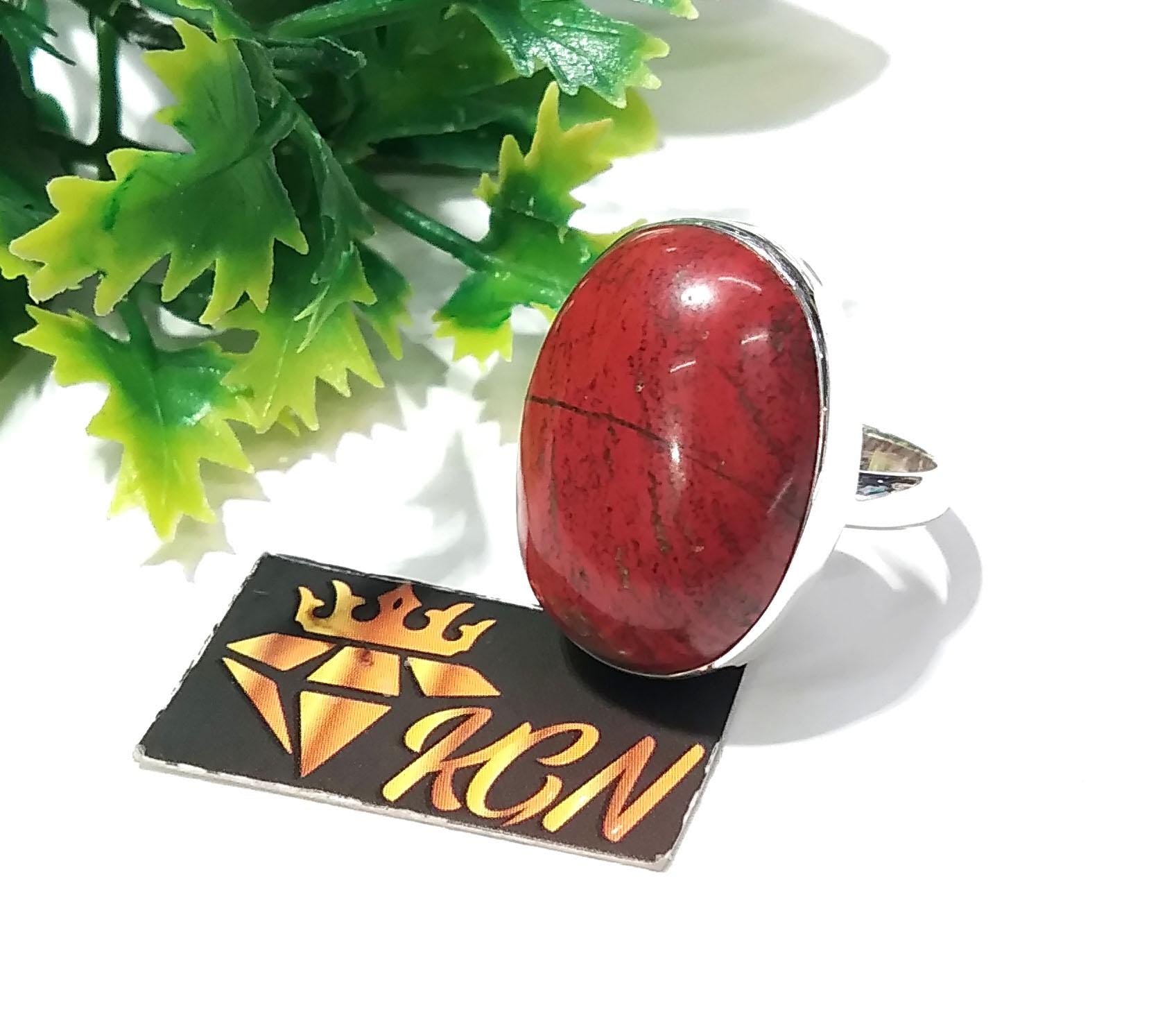 Natural Red Jasper Gemstone Ring, 925 Solid Sterling Silver Ring, Amazing Red Jasper Stone Size 22x16 mm Handmade Ring Gift Birthday Ring